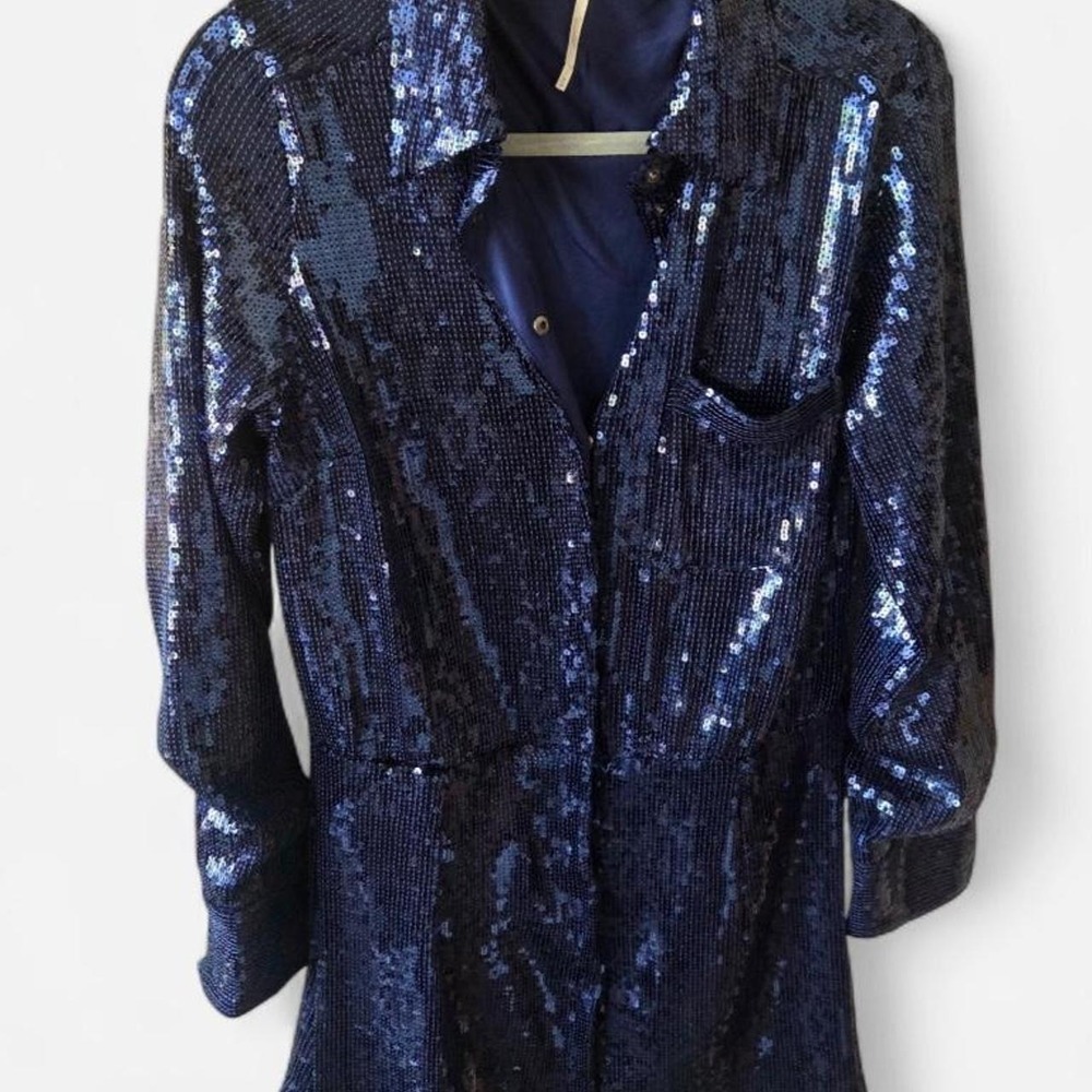NWT Free People Christa Romper Navy Women's sequin Sz M #party #whimsigoth